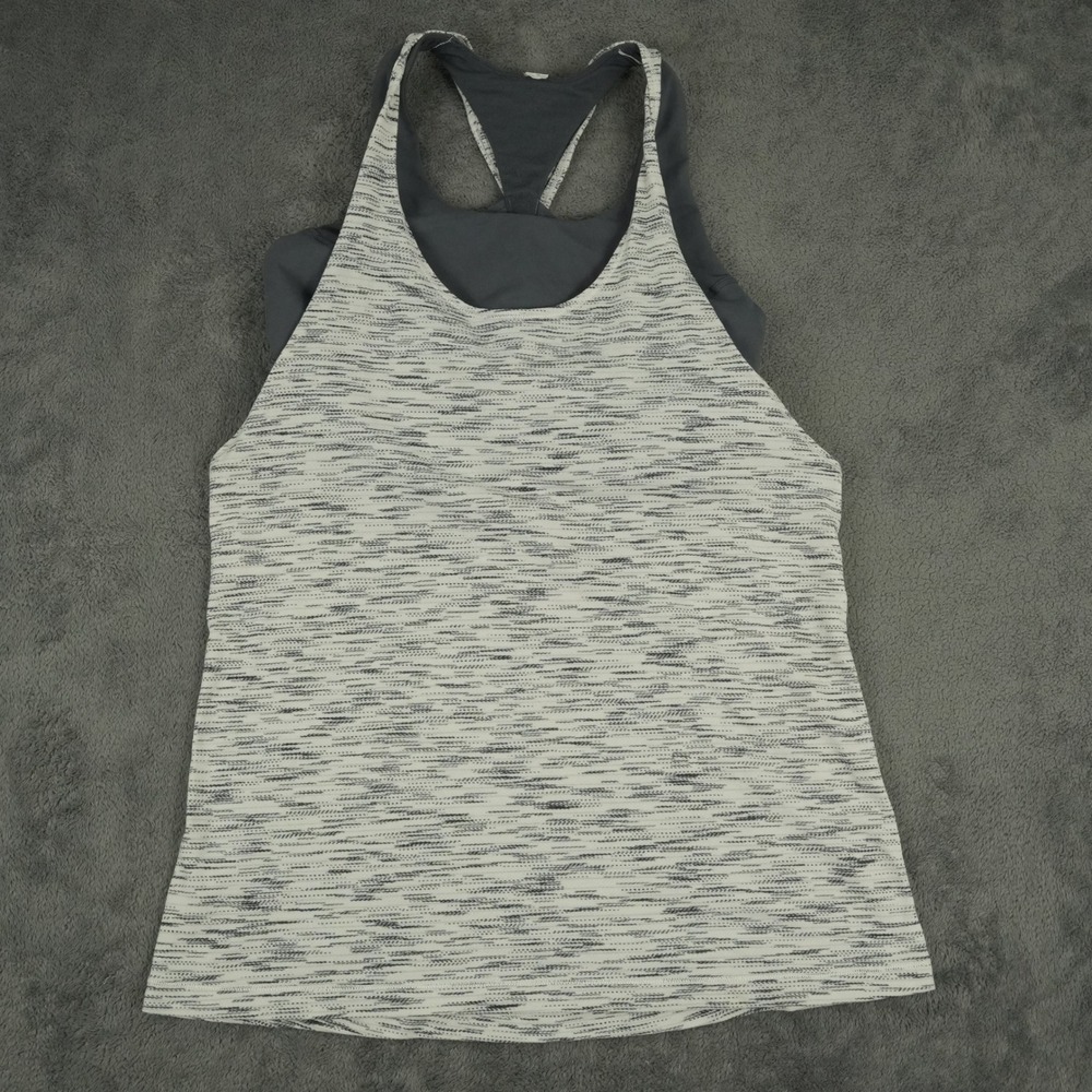 Lululemon Twist & Toil Tank Top Womens 6 Grey Space Dye 2-in-1 Built-in Bra